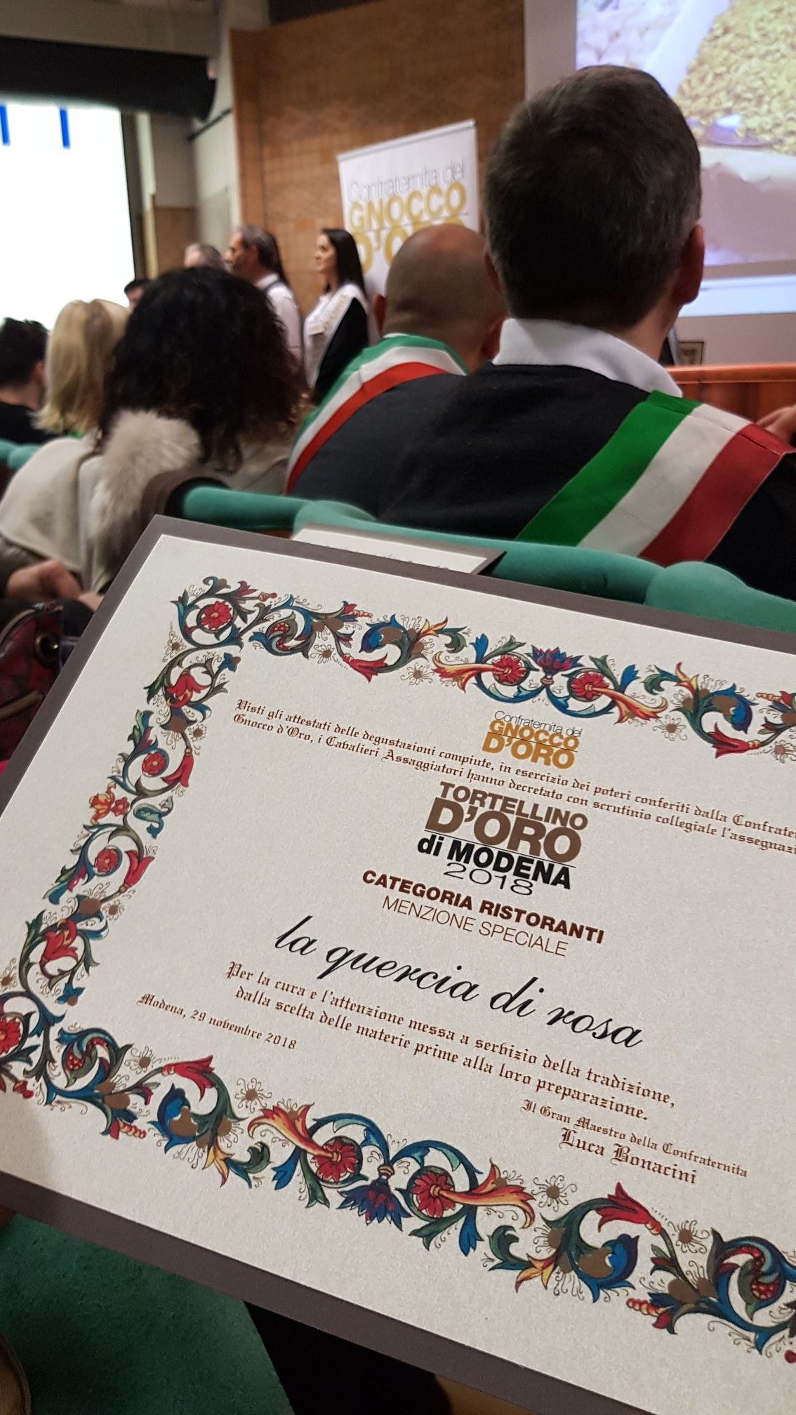 re tortellino d oro modena ristorante quercia rosa premiazione camera commerciao 2018